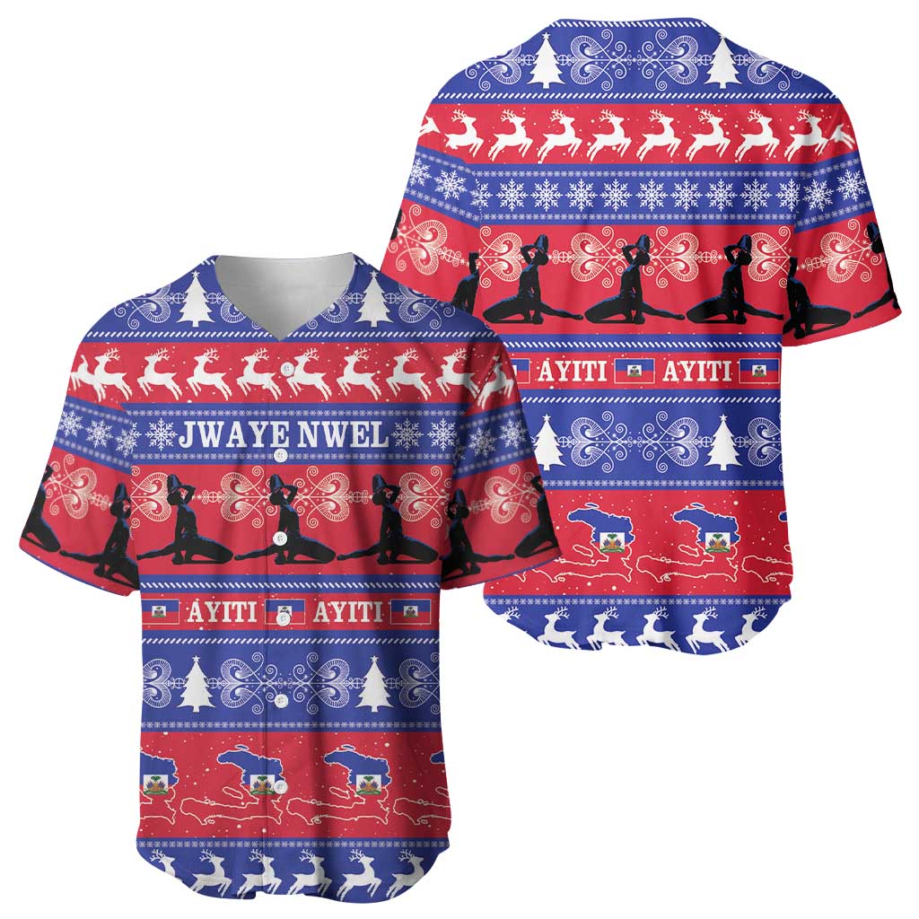 Afro Haiti Christmas Baseball Jersey Jwaye Nwel Ayiti Neg Marron Veve Vodou LT14