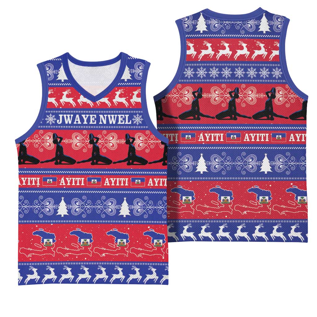 Afro Haiti Christmas Basketball Jersey Jwaye Nwel Ayiti Neg Marron Veve Vodou - African Pride