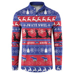 Haiti Christmas Button Sweatshirt Jwaye Nwel Ayiti Neg Marron Veve Vodou