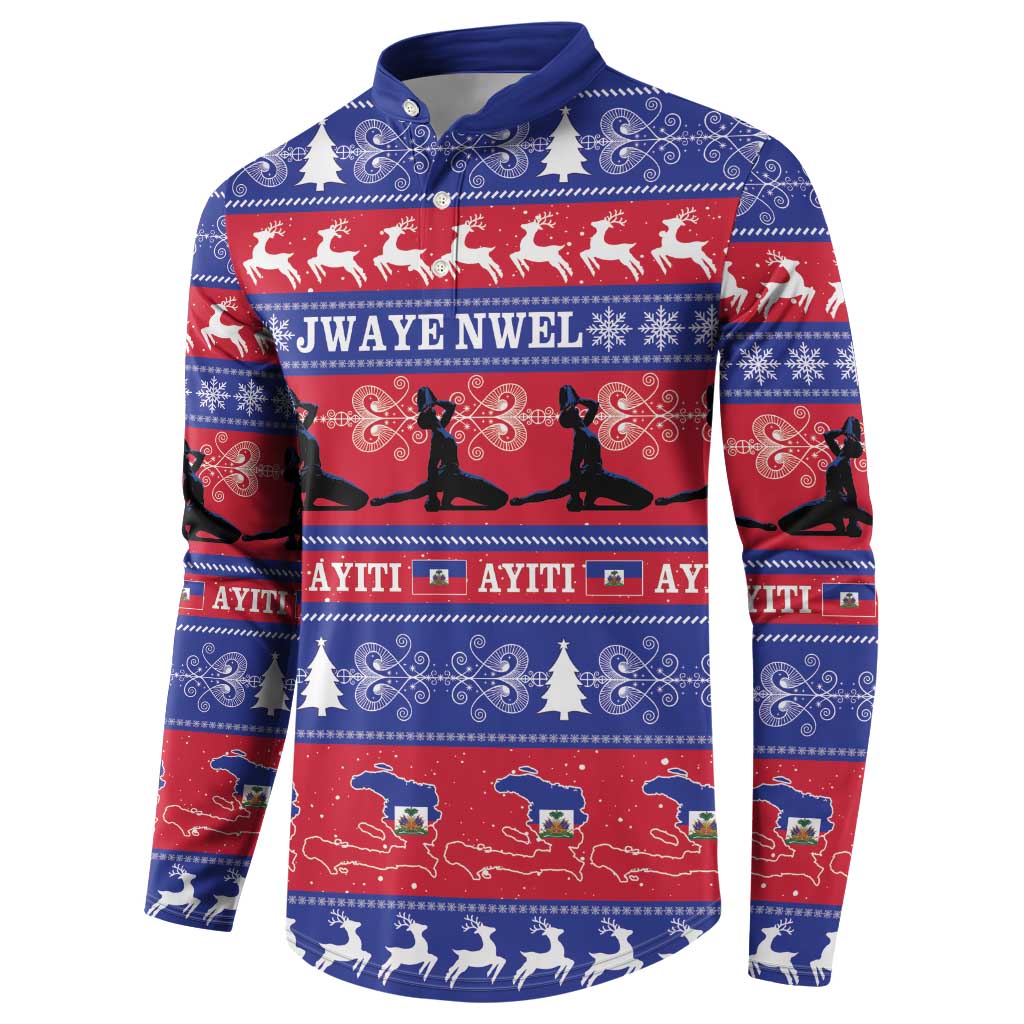 Haiti Christmas Button Sweatshirt Jwaye Nwel Ayiti Neg Marron Veve Vodou