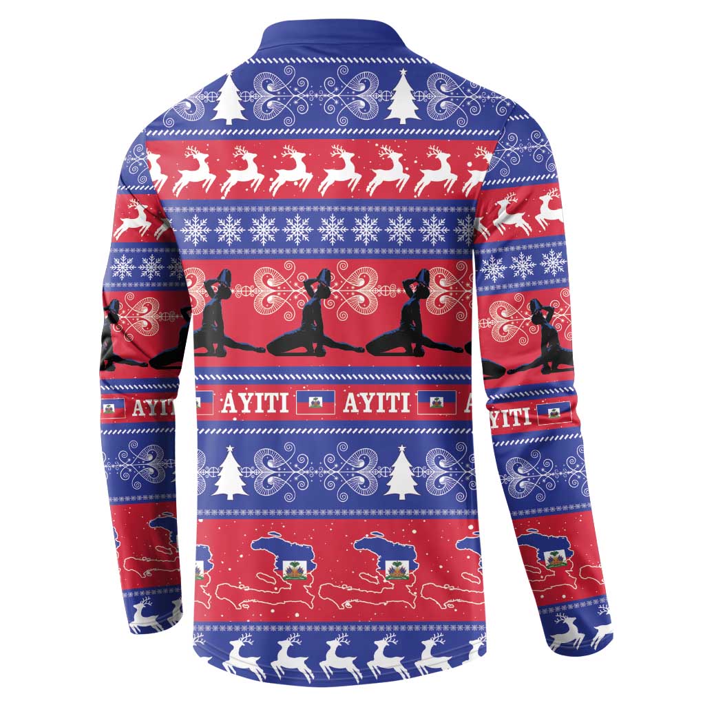 Haiti Christmas Button Sweatshirt Jwaye Nwel Ayiti Neg Marron Veve Vodou