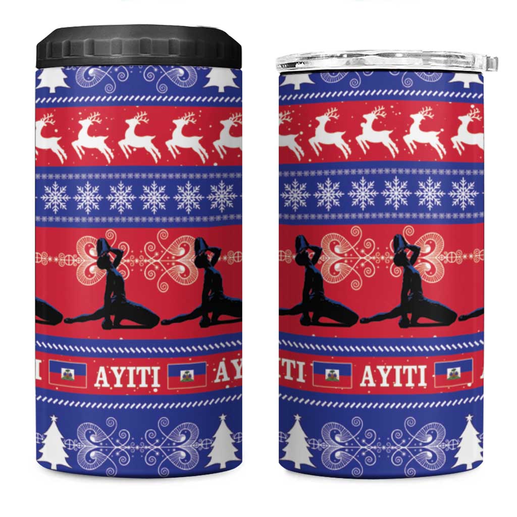 Afro Haiti Christmas 4 in 1 Can Cooler Tumbler Jwaye Nwel Ayiti Neg Marron Veve Vodou - African Pride