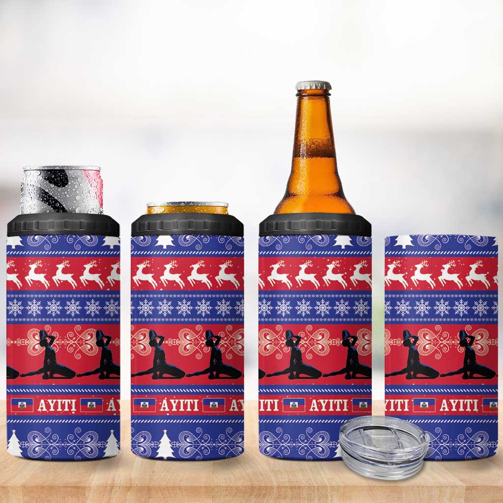 Afro Haiti Christmas 4 in 1 Can Cooler Tumbler Jwaye Nwel Ayiti Neg Marron Veve Vodou - African Pride
