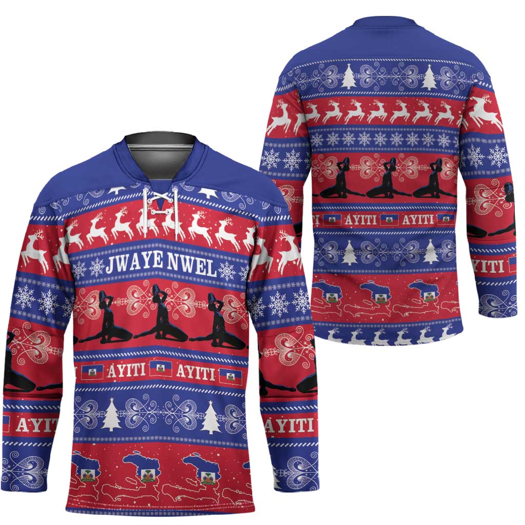 Haiti Christmas Hockey Jersey Jwaye Nwel Ayiti Neg Marron Veve Vodou