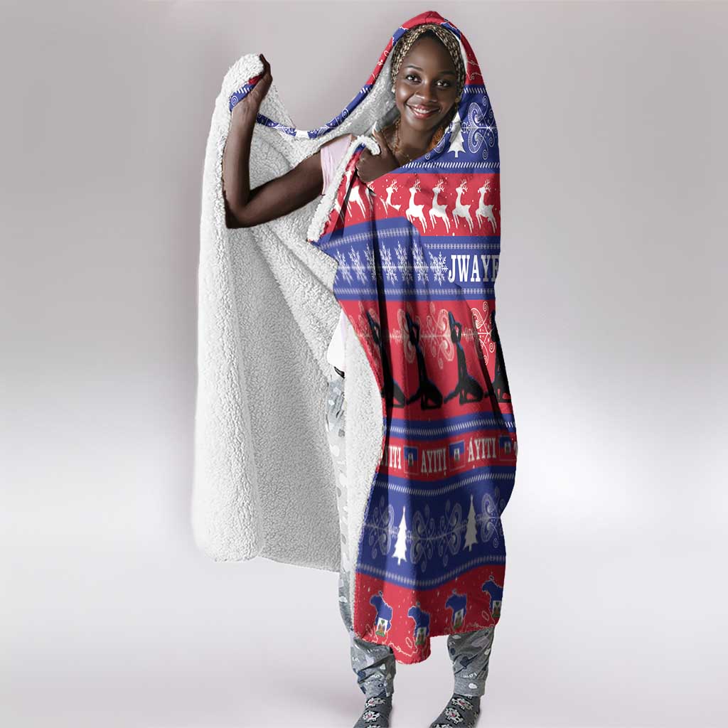 Afro Haiti Christmas Hooded Blanket Jwaye Nwel Ayiti Neg Marron Veve Vodou - African Pride