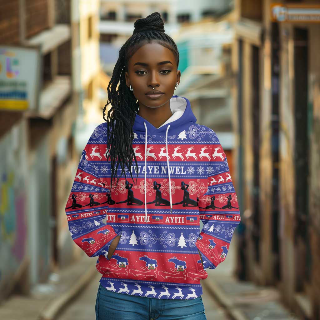 Afro Haiti Christmas Hoodie Jwaye Nwel Ayiti Neg Marron Veve Vodou - African Pride