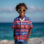 Afro Haiti Christmas Kid Hawaiian Shirt Jwaye Nwel Ayiti Neg Marron Veve Vodou - African Pride