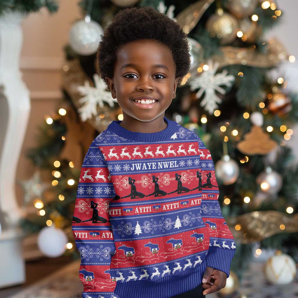 Afro Haiti Christmas Kid Ugly Christmas Sweater Jwaye Nwel Ayiti Neg Marron Veve Vodou - African Pride