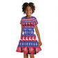 Afro Haiti Christmas Kid Short Sleeve Dress Jwaye Nwel Ayiti Neg Marron Veve Vodou - African Pride