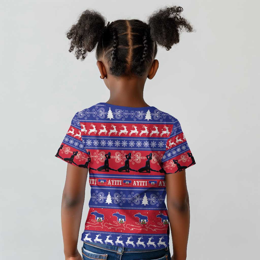 Afro Haiti Christmas Kid T shirt Jwaye Nwel Ayiti Neg Marron Veve Vodou - African Pride
