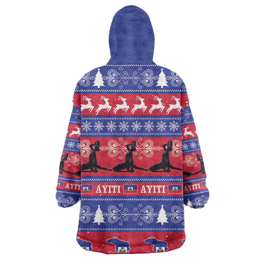 Afro Haiti Christmas Kid Wearable Blanket Hoodie Jwaye Nwel Ayiti Neg Marron Veve Vodou - African Pride