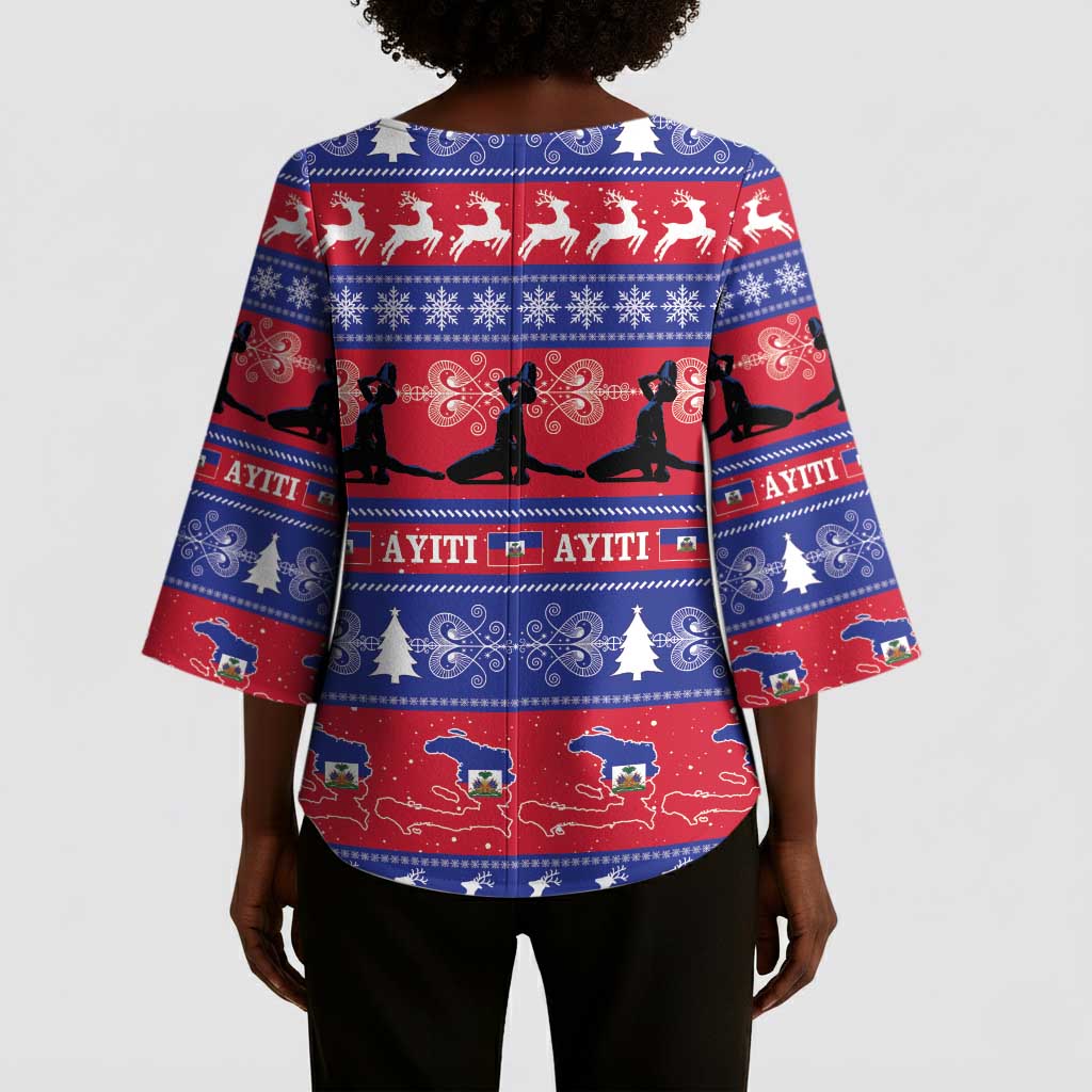Haiti Christmas Kimono Sleeve Blouse Jwaye Nwel Ayiti Neg Marron Veve Vodou