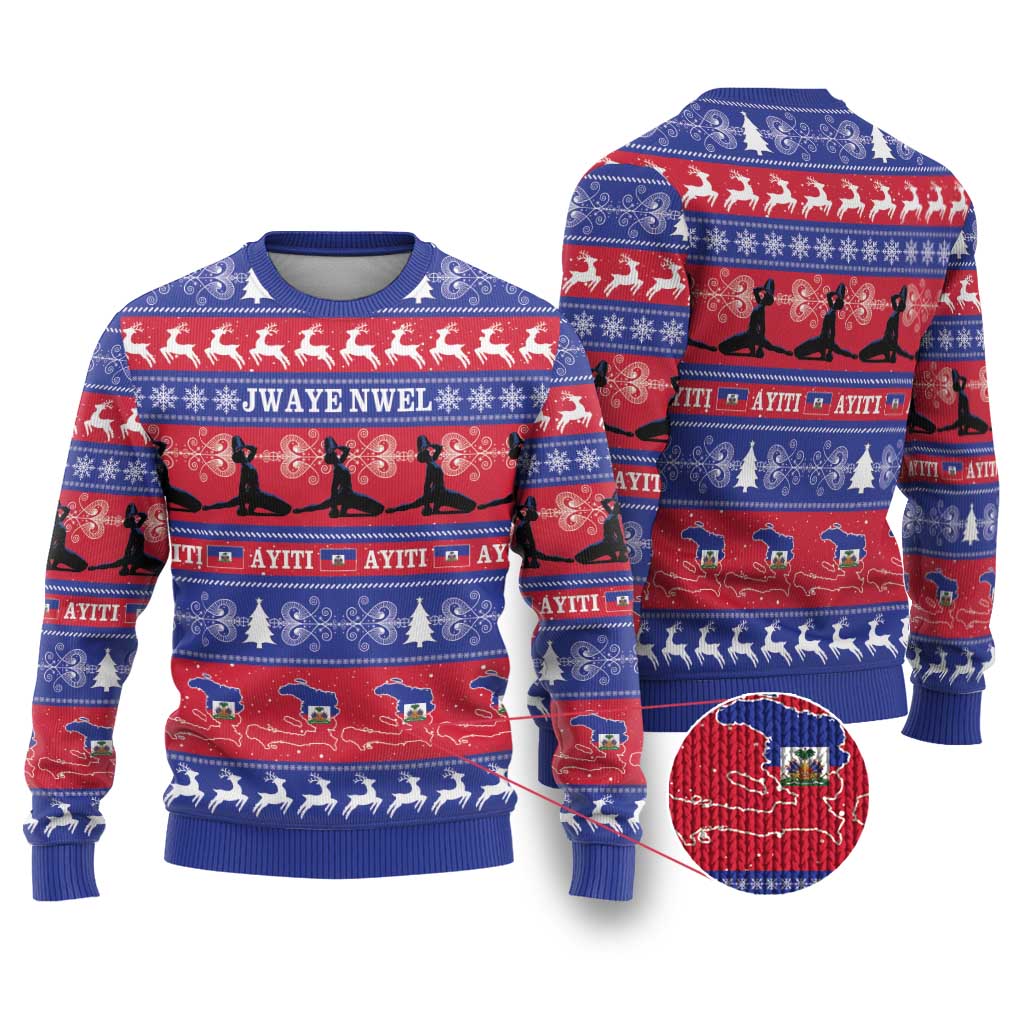 Afro Haiti Christmas Ugly Christmas Sweater Jwaye Nwel Ayiti Neg Marron Veve Vodou - African Pride