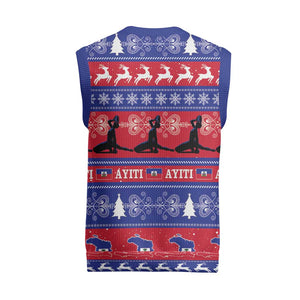 Afro Haiti Christmas Knitted V-Neck Vest Jwaye Nwel Ayiti Neg Marron Veve Vodou - African Pride