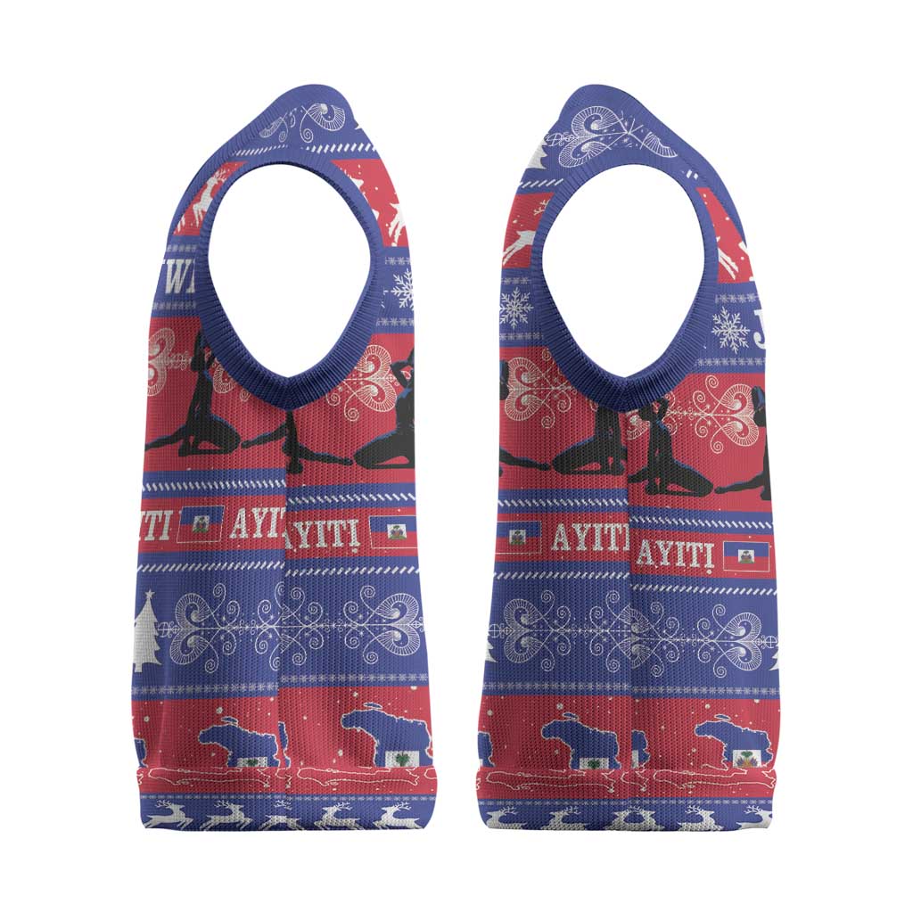 Afro Haiti Christmas Knitted V-Neck Vest Jwaye Nwel Ayiti Neg Marron Veve Vodou - African Pride