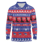 Afro Haiti Christmas Long Sleeve Polo Shirt Jwaye Nwel Ayiti Neg Marron Veve Vodou - African Pride