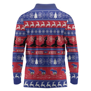 Afro Haiti Christmas Long Sleeve Polo Shirt Jwaye Nwel Ayiti Neg Marron Veve Vodou - African Pride