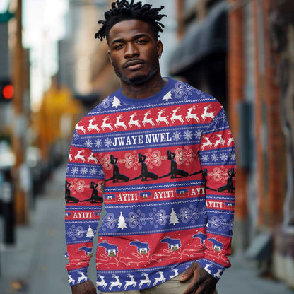 Afro Haiti Christmas Long Sleeve Shirt Jwaye Nwel Ayiti Neg Marron Veve Vodou - African Pride