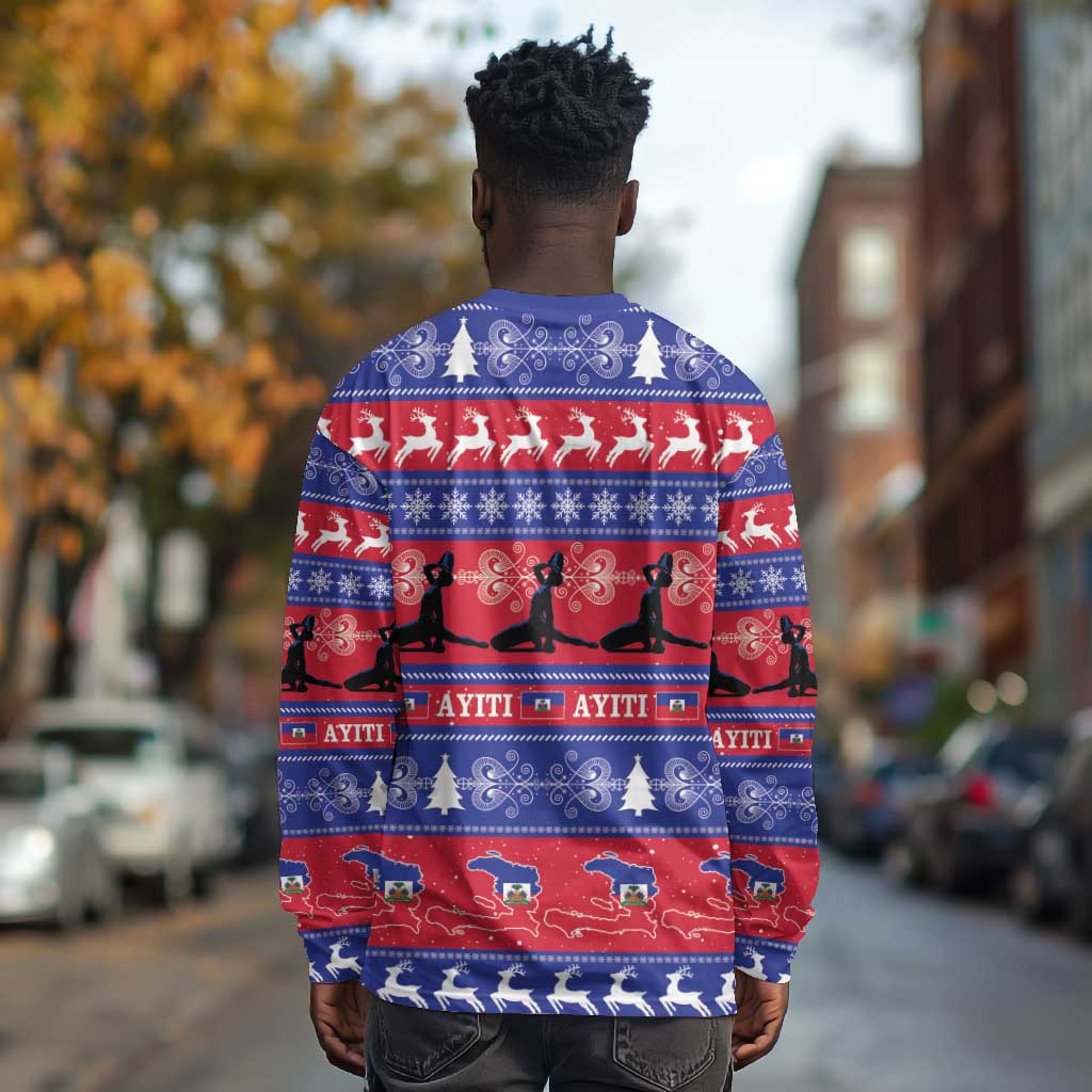 Afro Haiti Christmas Long Sleeve Shirt Jwaye Nwel Ayiti Neg Marron Veve Vodou - African Pride