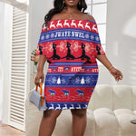 Afro Haiti Christmas Off Shoulder Short Dress Jwaye Nwel Ayiti Neg Marron Veve Vodou - African Pride