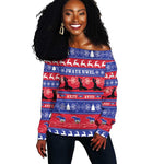 Afro Haiti Christmas Off Shoulder Sweater Jwaye Nwel Ayiti Neg Marron Veve Vodou - African Pride