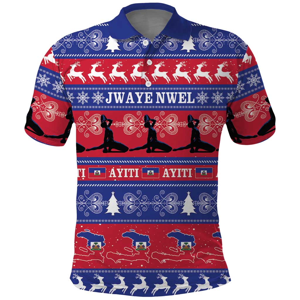 Afro Haiti Christmas Polo Shirt Jwaye Nwel Ayiti Neg Marron Veve Vodou LT14