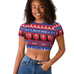 Afro Haiti Christmas Raglan Cropped T shirt Jwaye Nwel Ayiti Neg Marron Veve Vodou - African Pride