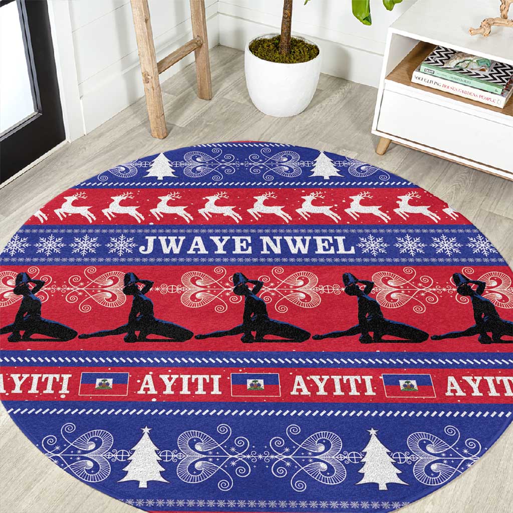 Afro Haiti Christmas Round Carpet Jwaye Nwel Ayiti Neg Marron Veve Vodou - African Pride