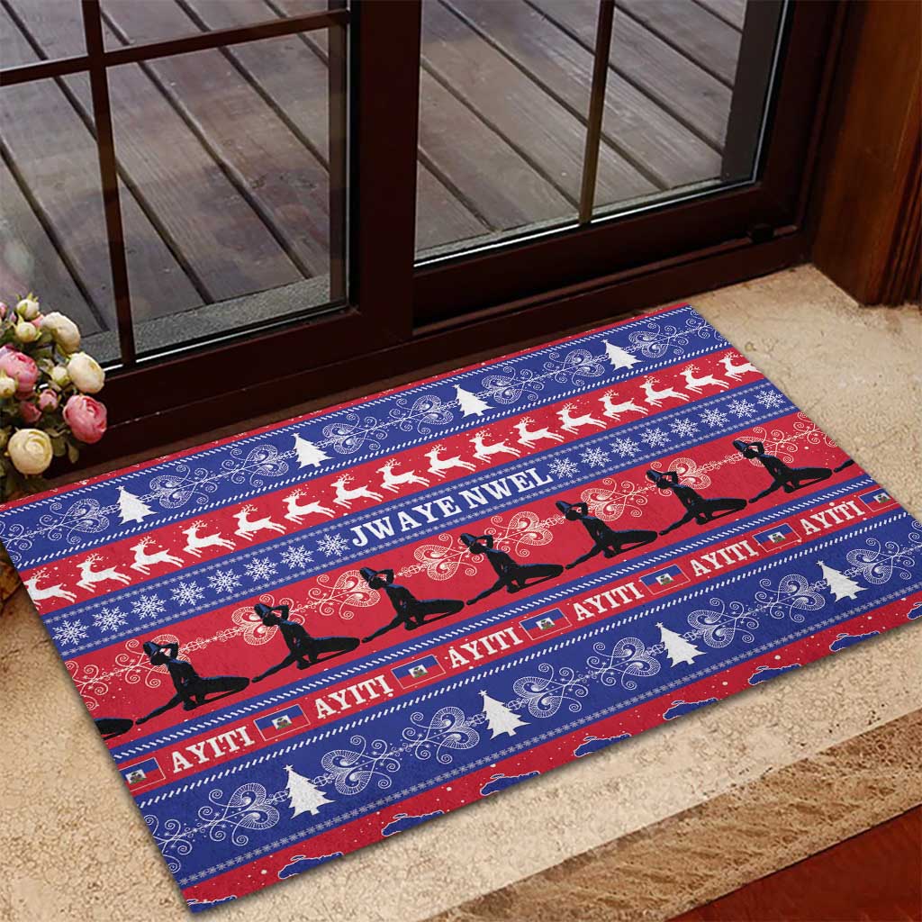 Afro Haiti Christmas Rubber Doormat Jwaye Nwel Ayiti Neg Marron Veve Vodou - African Pride