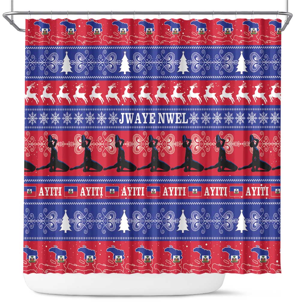 Afro Haiti Christmas Shower Curtain Jwaye Nwel Ayiti Neg Marron Veve Vodou - African Pride