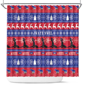 Afro Haiti Christmas Shower Curtain Jwaye Nwel Ayiti Neg Marron Veve Vodou - African Pride