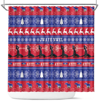 Afro Haiti Christmas Shower Curtain Jwaye Nwel Ayiti Neg Marron Veve Vodou - African Pride