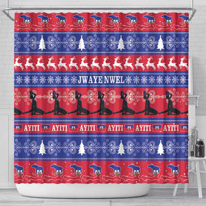 Afro Haiti Christmas Shower Curtain Jwaye Nwel Ayiti Neg Marron Veve Vodou - African Pride