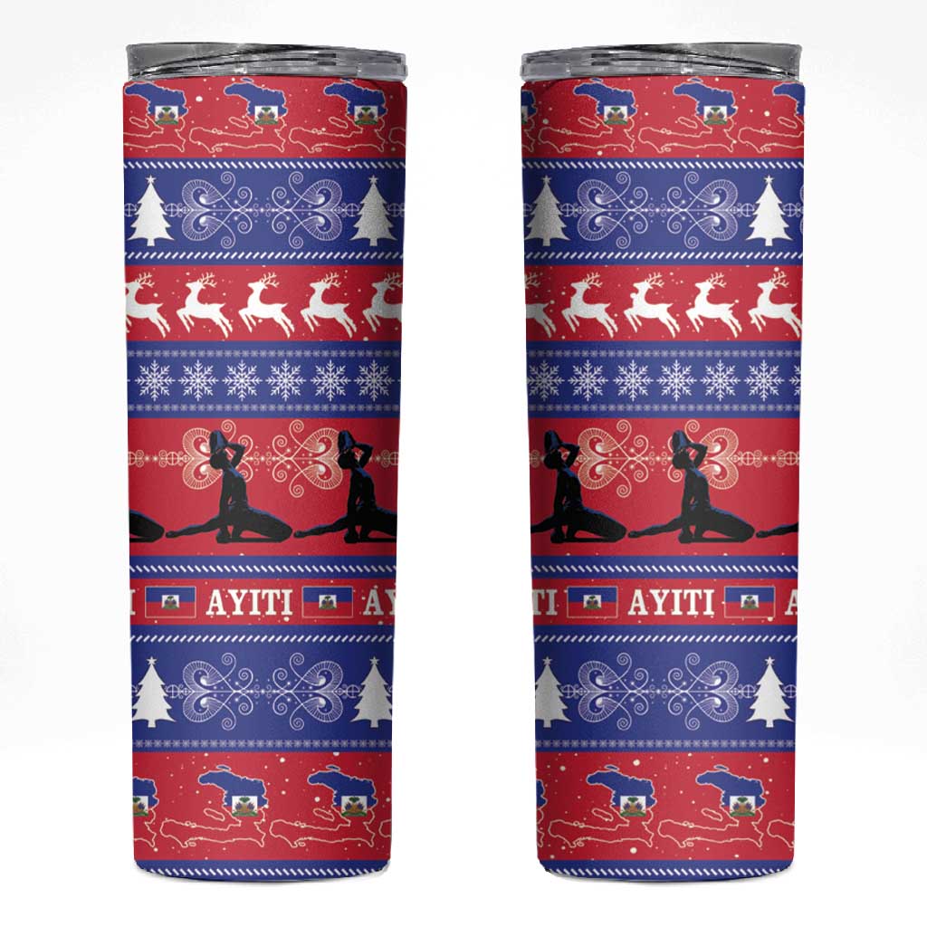 Afro Haiti Christmas Skinny Tumbler Jwaye Nwel Ayiti Neg Marron Veve Vodou - African Pride