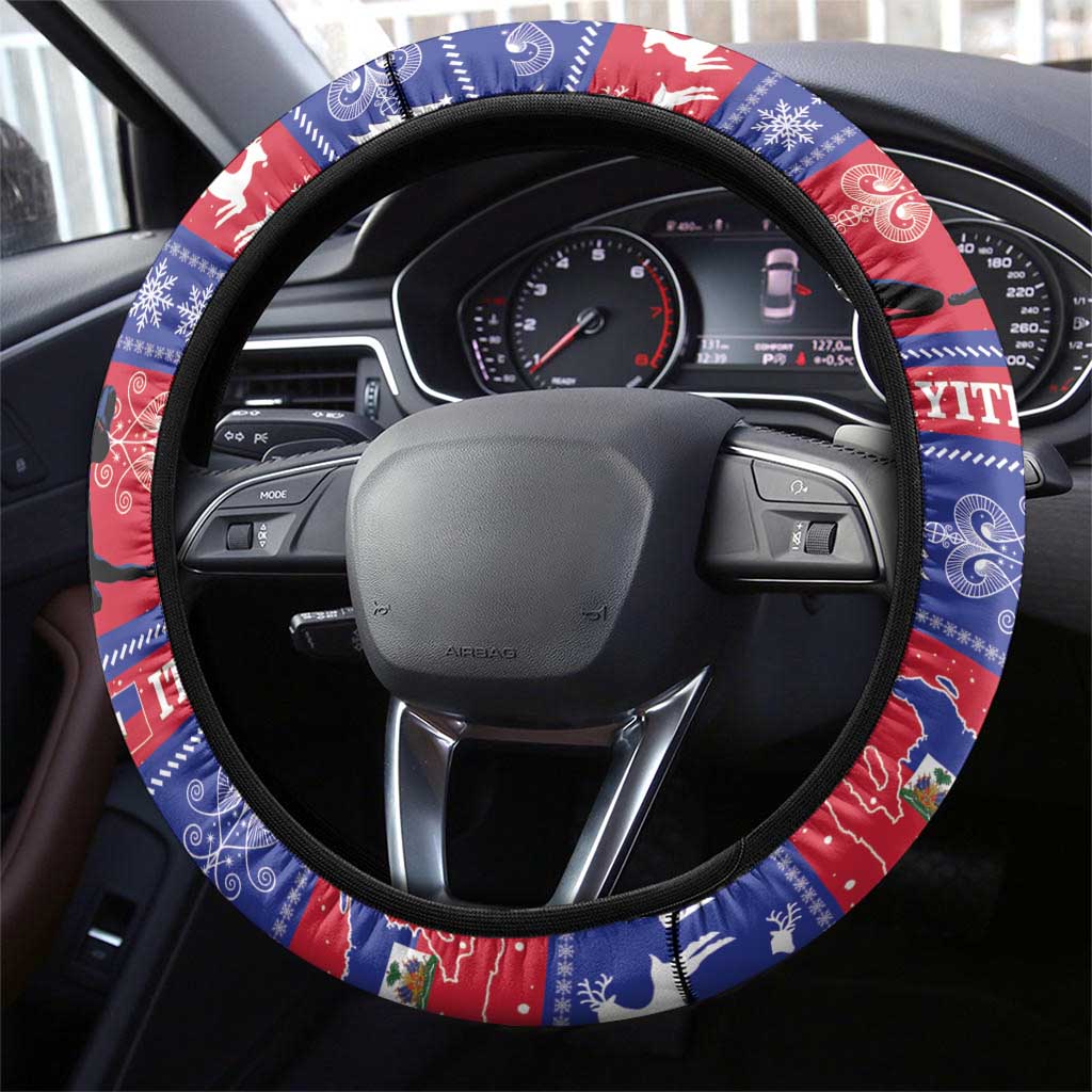 Afro Haiti Christmas Steering Wheel Cover Jwaye Nwel Ayiti Neg Marron Veve Vodou - African Pride