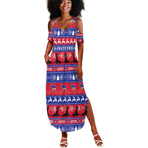 Afro Haiti Christmas Summer Maxi Dress Jwaye Nwel Ayiti Neg Marron Veve Vodou - African Pride