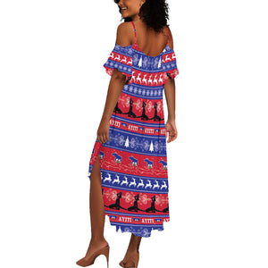 Afro Haiti Christmas Summer Maxi Dress Jwaye Nwel Ayiti Neg Marron Veve Vodou - African Pride