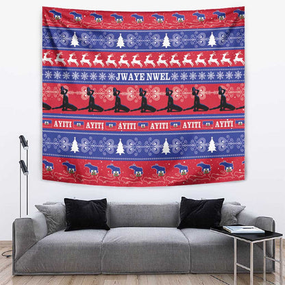Afro Haiti Christmas Tapestry Jwaye Nwel Ayiti Neg Marron Veve Vodou - African Pride