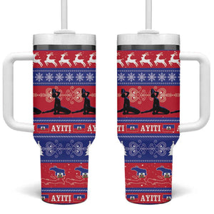 Afro Haiti Christmas Tumbler With Handle Jwaye Nwel Ayiti Neg Marron Veve Vodou - African Pride
