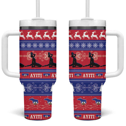 Afro Haiti Christmas Tumbler With Handle Jwaye Nwel Ayiti Neg Marron Veve Vodou - African Pride