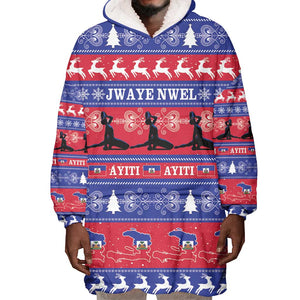 Afro Haiti Christmas Wearable Blanket Hoodie Jwaye Nwel Ayiti Neg Marron Veve Vodou - African Pride