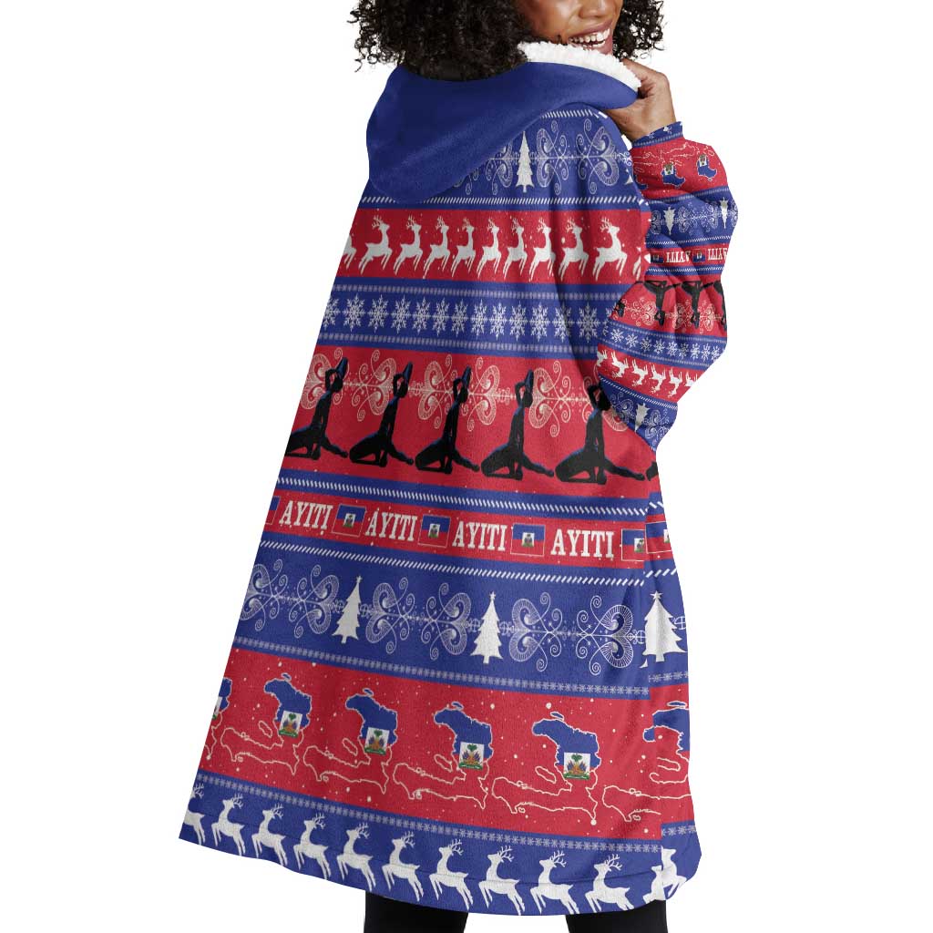 Afro Haiti Christmas Wearable Blanket Hoodie Jwaye Nwel Ayiti Neg Marron Veve Vodou - African Pride
