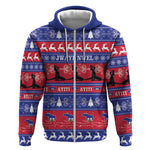 Afro Haiti Christmas Zip Hoodie Jwaye Nwel Ayiti Neg Marron Veve Vodou - African Pride