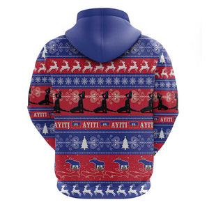 Afro Haiti Christmas Zip Hoodie Jwaye Nwel Ayiti Neg Marron Veve Vodou - African Pride