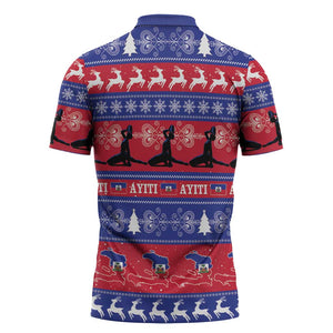 Haiti Christmas Zipper Polo Shirt Jwaye Nwel Ayiti Neg Marron Veve Vodou