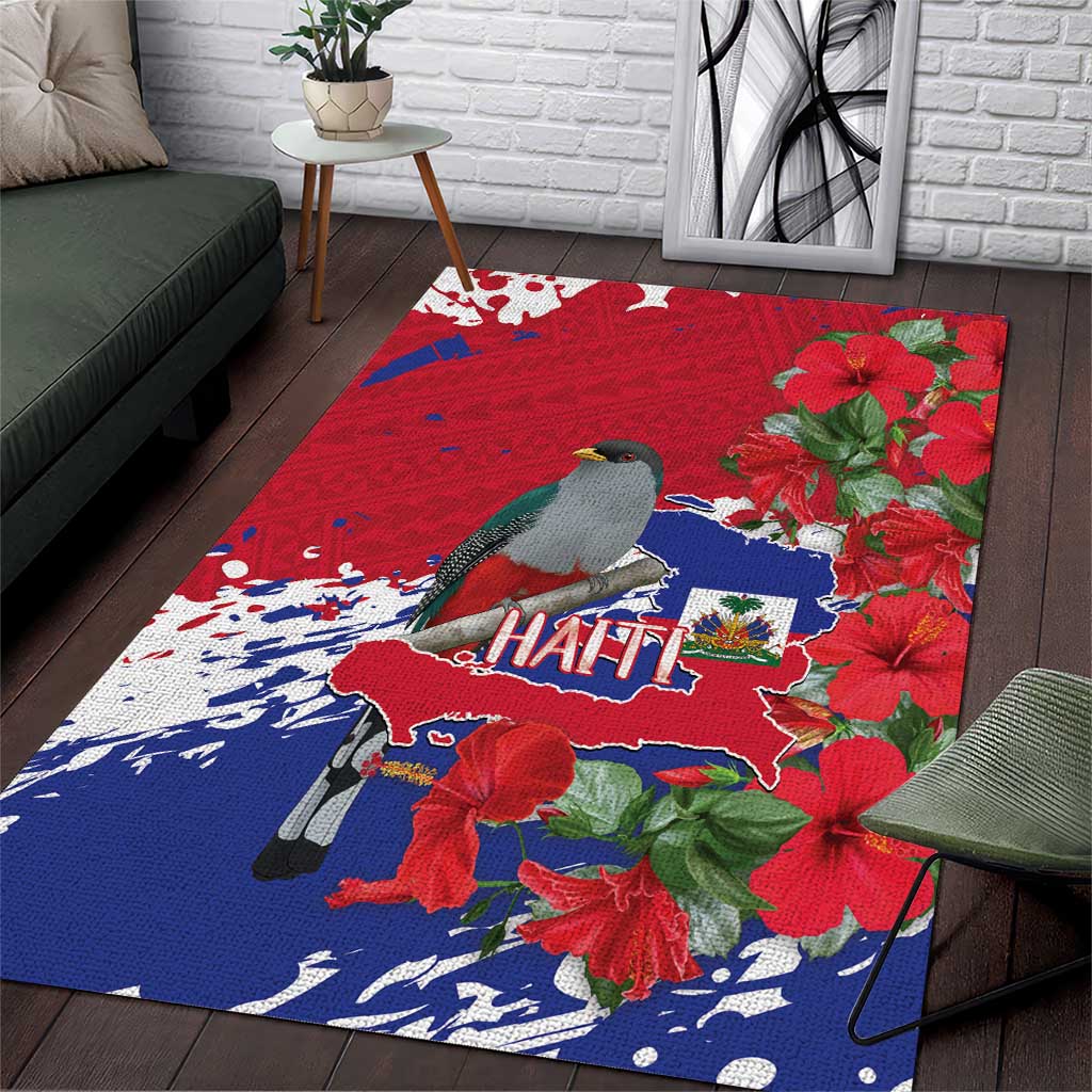 Afro Haiti Independence Day Area Rug 1804 Proud Ayiti Map Hispaniolan Trogon - African Pride