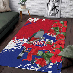 Afro Haiti Independence Day Area Rug 1804 Proud Ayiti Map Hispaniolan Trogon - African Pride