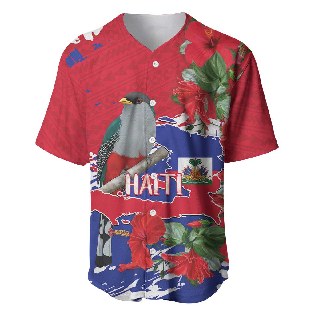 Afro Haiti Independence Day Baseball Jersey 1804 Proud Ayiti Map Hispaniolan Trogon LT14
