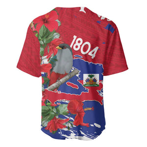 Afro Haiti Independence Day Baseball Jersey 1804 Proud Ayiti Map Hispaniolan Trogon LT14