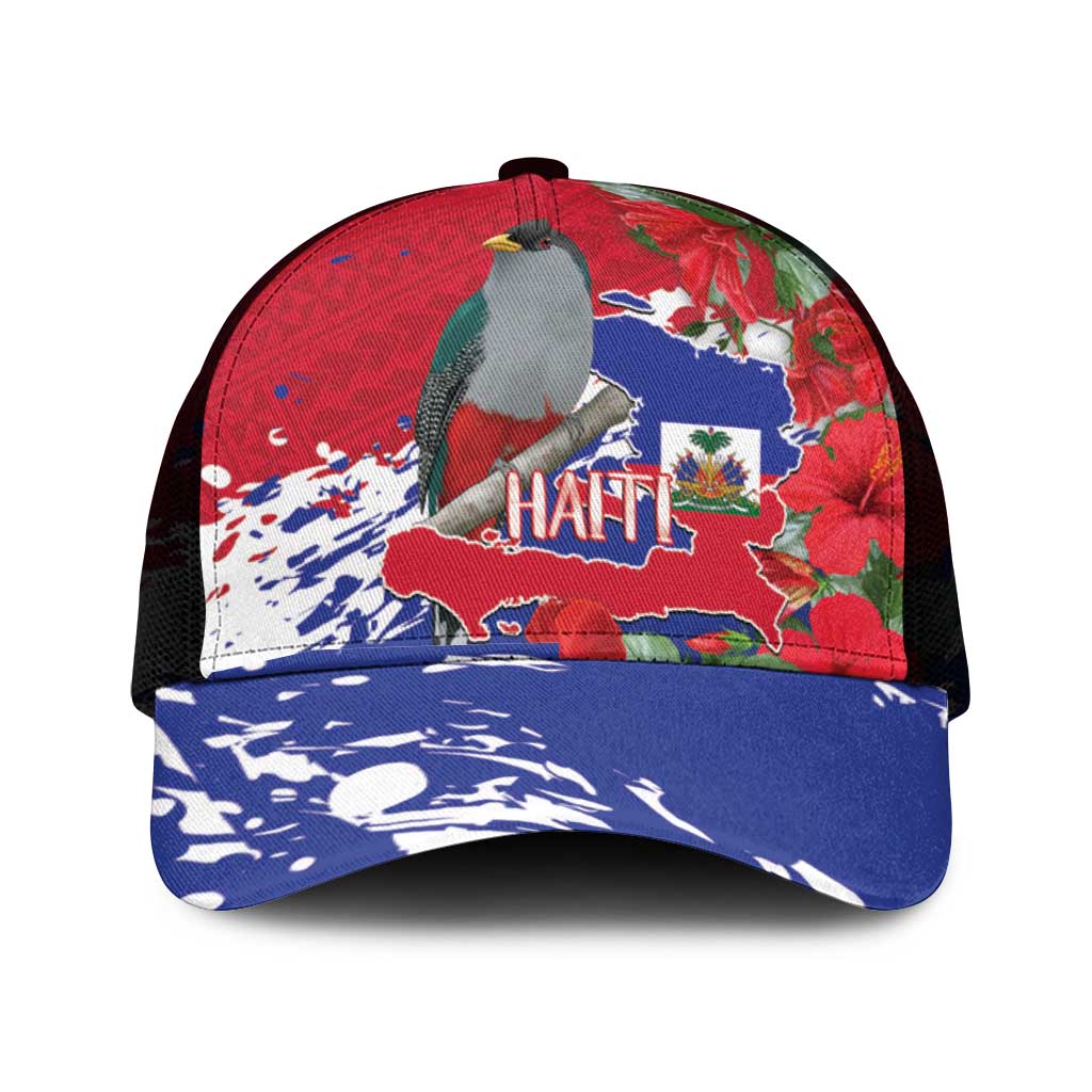 Afro Haiti Independence Day Baseball Net Cap 1804 Proud Ayiti Map Hispaniolan Trogon - African Pride